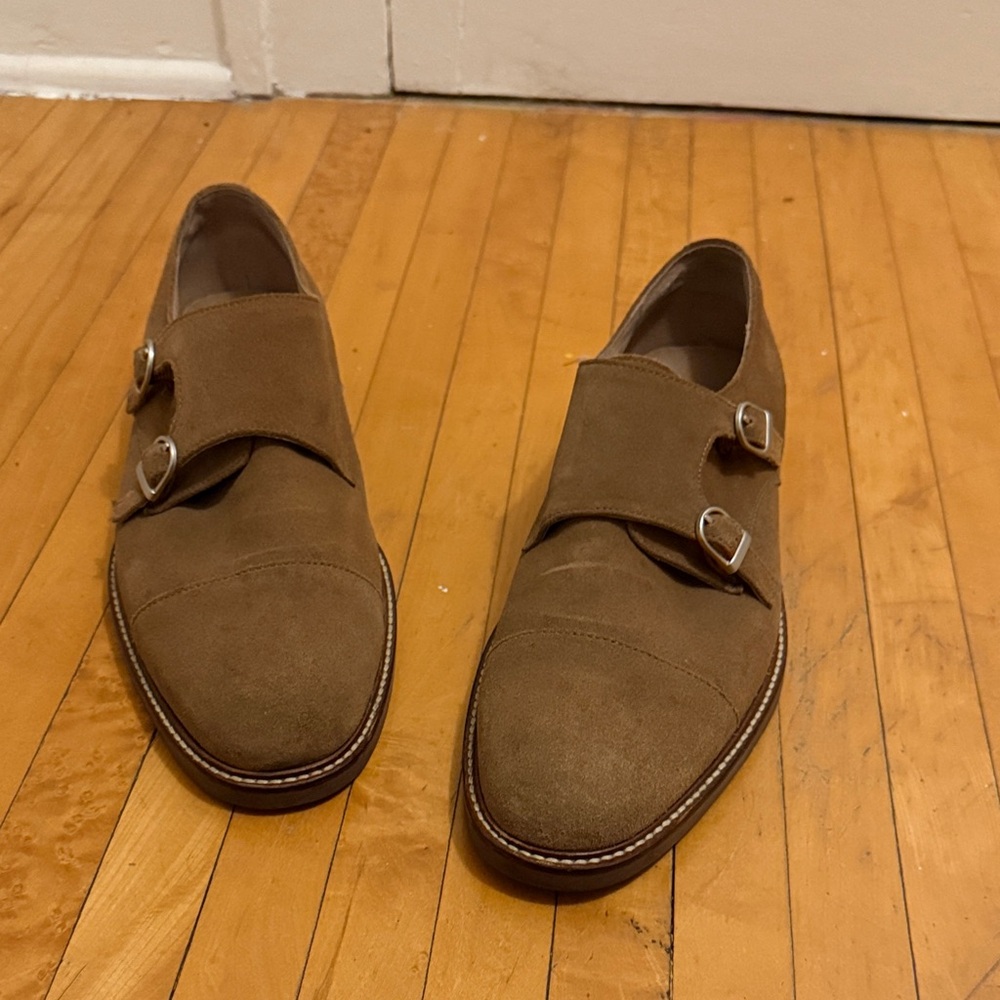 Banana Republic Tan Suede Double Monk Strap Shoes